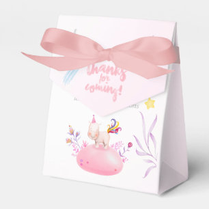 Watercolor Rhino Unicorn Baby Girl Shower Thanks Favour Box