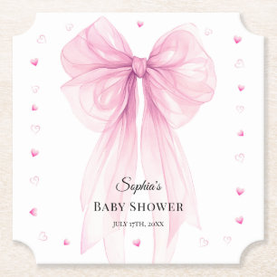 Watercolor Ribbon Coquette Party Tableware Paper Coaster