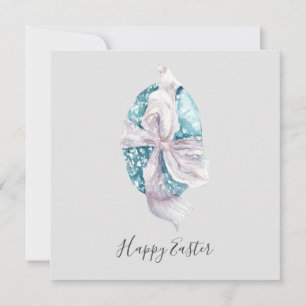Watercolor Ribbon Wrapped Egg Easter Card