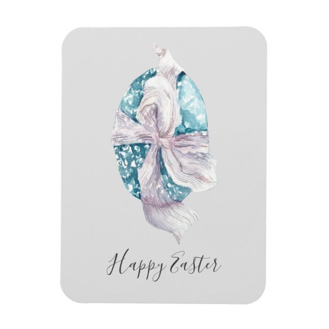 Watercolor Ribbon Wrapped Egg Easter Magnet (Vertical)