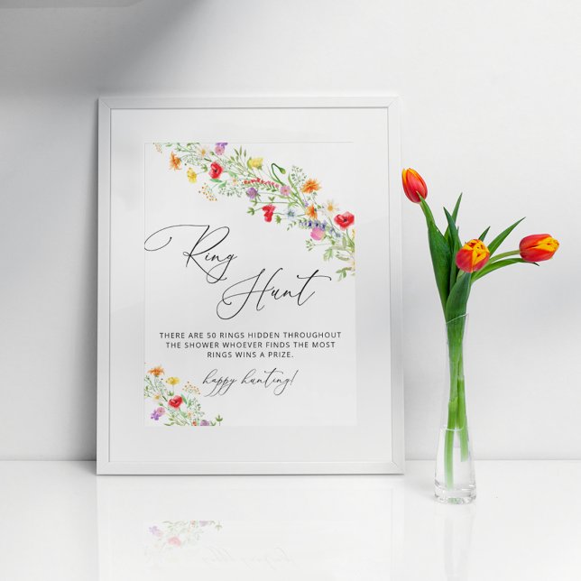 Watercolor ring hunt bridal shower game sign (Creator Uploaded)