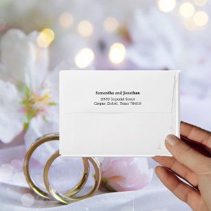 Watercolor Ring of Flowers on Beige Wedding  Envelope