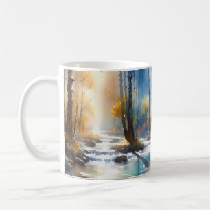 Watercolor River Horsewoman Forest Light Coffee Mug