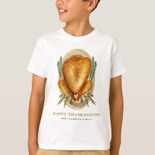 Watercolor Roasted Turkey Happy Thanksgiving T-Shirt