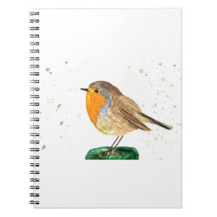 Watercolor robin bird Christmas winter festive Notebook