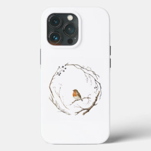 Watercolor Robin Bird Wreath Phone Case, Vintage W iPhone 13 Pro Case