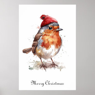 Watercolor Robin Christmas Wall Decor