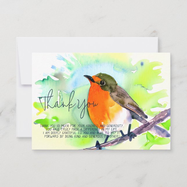 Watercolor robin customisable card (Front)