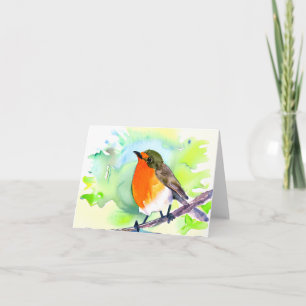 Watercolor robin customisable card