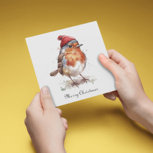 Watercolor Robin Holiday Greeting Stationery Invitation