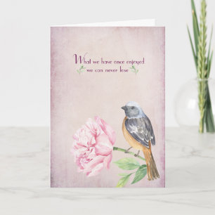 Watercolor Robin on Peony Sympathy Card