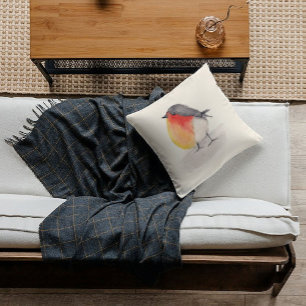Watercolor Robin Pillow