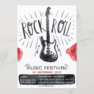 Watercolor rock and roll festival announcement
