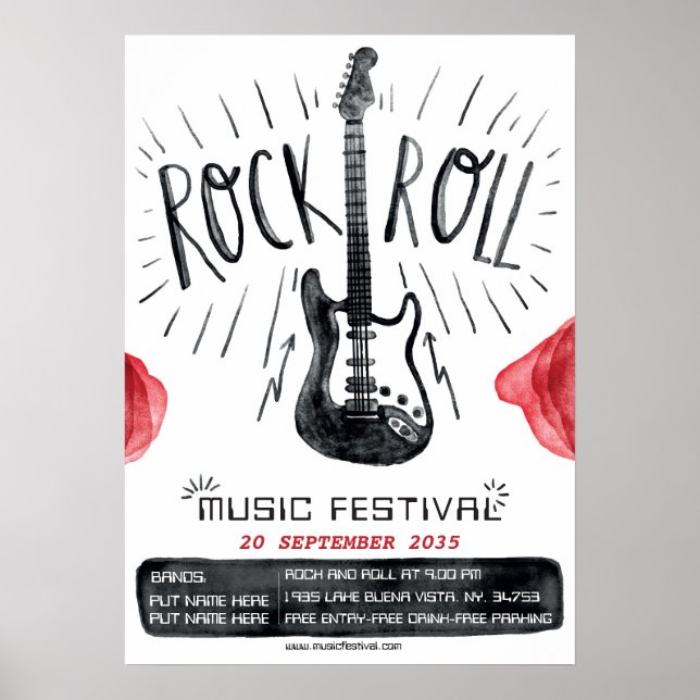 Watercolor Rock & Roll Festival Poster (Front)
