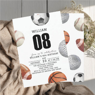 Watercolor Rockie year sports 8th birthday party Invitation