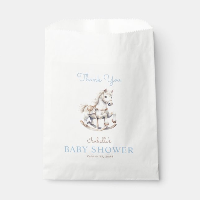 Watercolor Rocking Horse Baby Shower Favour Bags (Front)