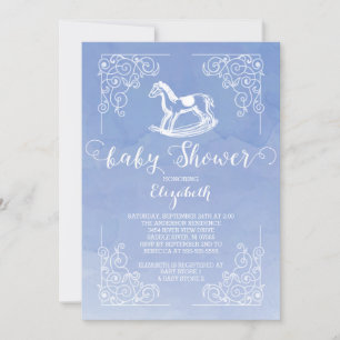 Watercolor Rocking Horse Baby Shower Invitation