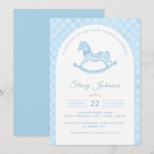 Watercolor Rocking Horse Boy Baby Shower  Invitation