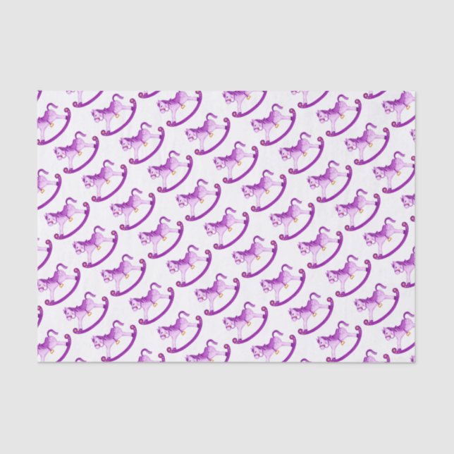 Watercolor rocking horse purple art tissue paper (Front)