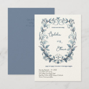 Watercolor Rococo Floral Wreath wedding Invitation