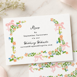Watercolor Rococo Garden Wedding Website RSVP Card