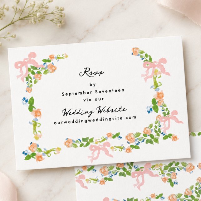 Watercolor Rococo Garden Wedding Website RSVP Card (Creator Uploaded)