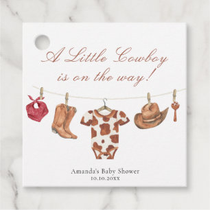 Watercolor Rodeo Western Cowboy Baby Shower Favour Tags