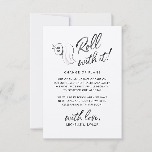 Watercolor Roll with it Postponed Change the Date Card (Front)