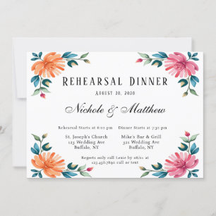 Watercolor Romance Rehearsal Dinner Invitation