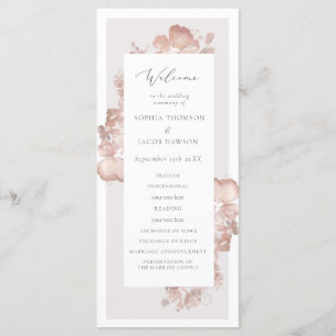 Watercolor Romance Wedding Program Programme