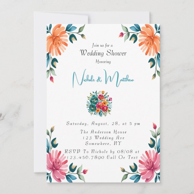 Watercolor Romance Wedding Shower Invitation (Front)