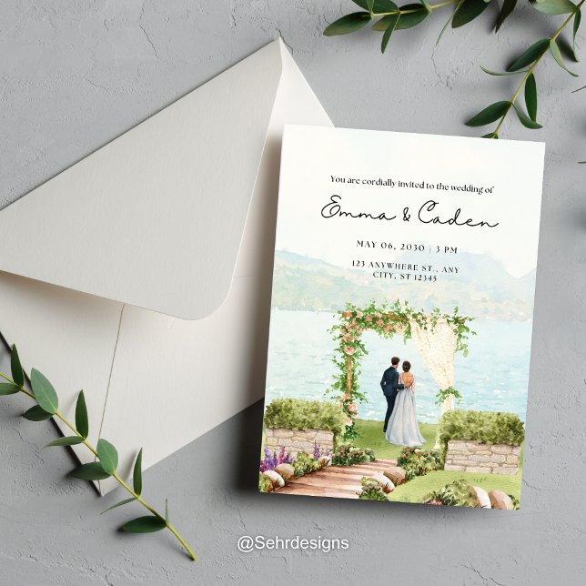 Watercolor  Romantic Archway Wedding Invitation  (Creator Uploaded)