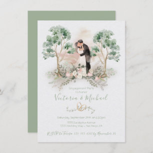 Watercolor Romantic Couple Eucalyptus Floral Invitation