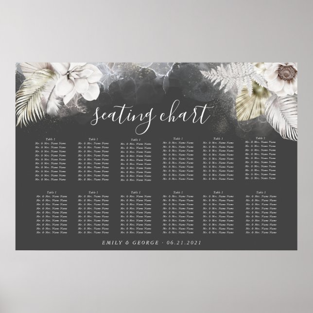 watercolor romantic elegant floral seating chart (Front)