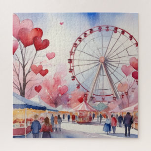 Watercolor Romantic Ferris Wheel Jigsaw Puzzle