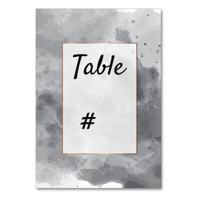 Watercolor Romantic grayish black table number (Front)