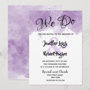 Watercolor romantic lavender wedding invitation
