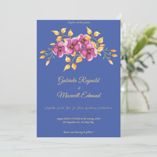 Watercolor Romantic Light Orchids Floral Wedding Invitation (Standing Front)