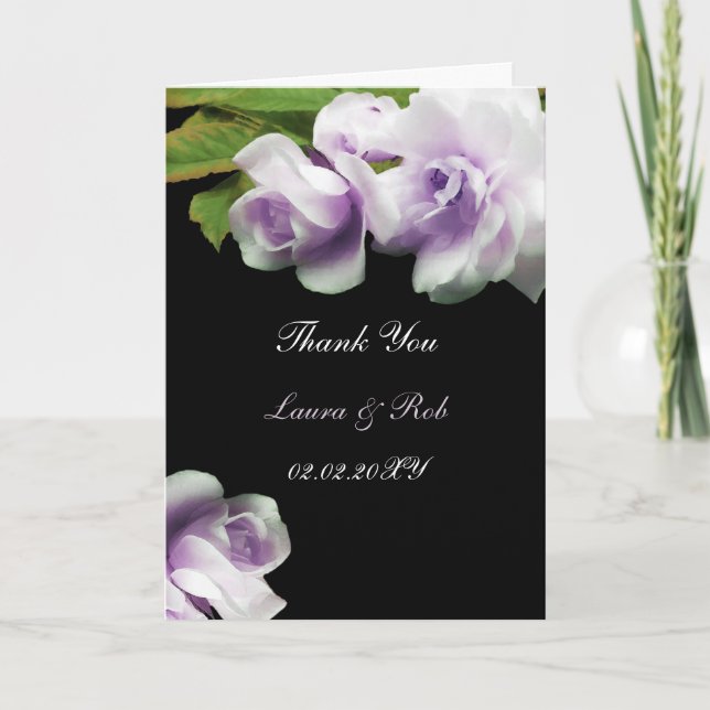 watercolor romantic purple rose Thank You Card (Front)