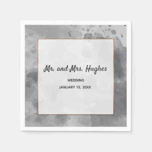 Watercolor Romantic wedding grayish black Napkin