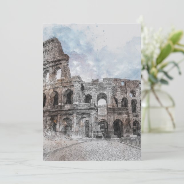 Watercolor Rome Colosseum – Elegant Italian Travel Invitation (Standing Front)