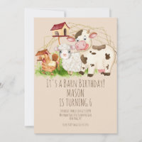 Watercolor Rooster Barn Animals Farm Birthday