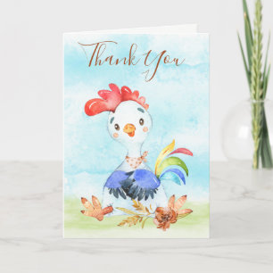 Watercolor Rooster Farm Card