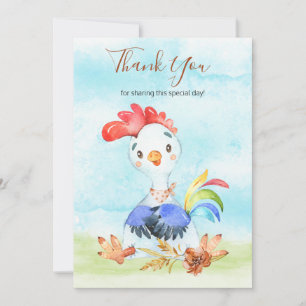 Watercolor Rooster Farm Thank You Card