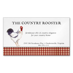 Watercolor Rooster Farmhouse Business Card Magnet 