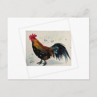 Watercolor Rooster Postcard