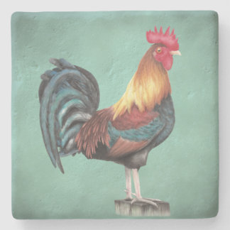Watercolor Rooster Stone Coaster