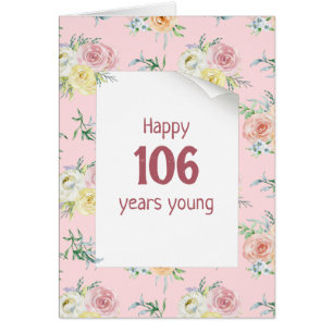 Watercolor Rose 106th Birthday Card