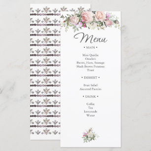 Watercolor Rose and Greenery Floral Shower Menu