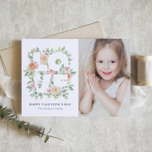 Watercolor Rose and Greenery Photo Valentine's Day Postcard